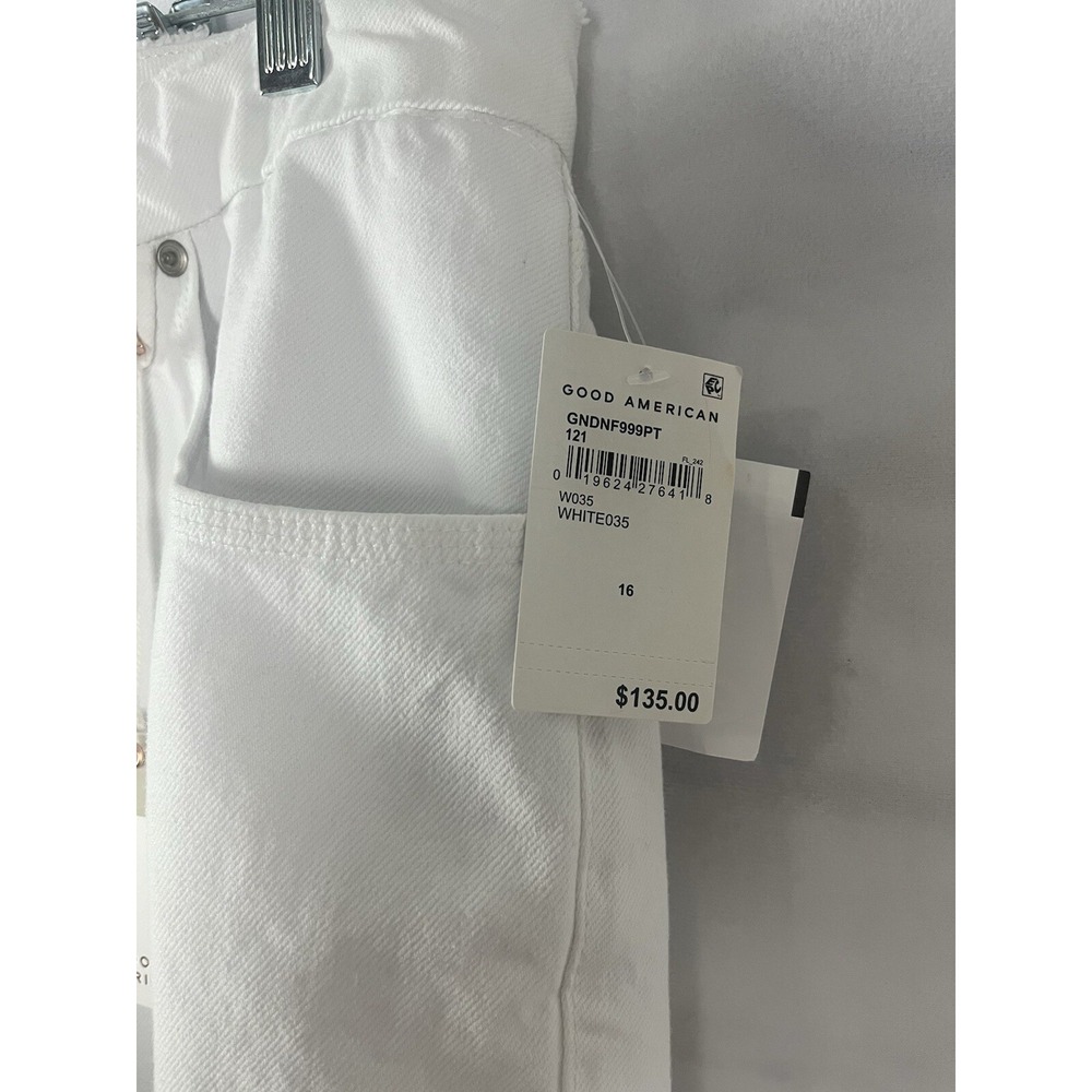Good American '90s Duster Natural Fray Distressed High Rise Jean Sz 16 NWT $135 - Picture 5 of 5